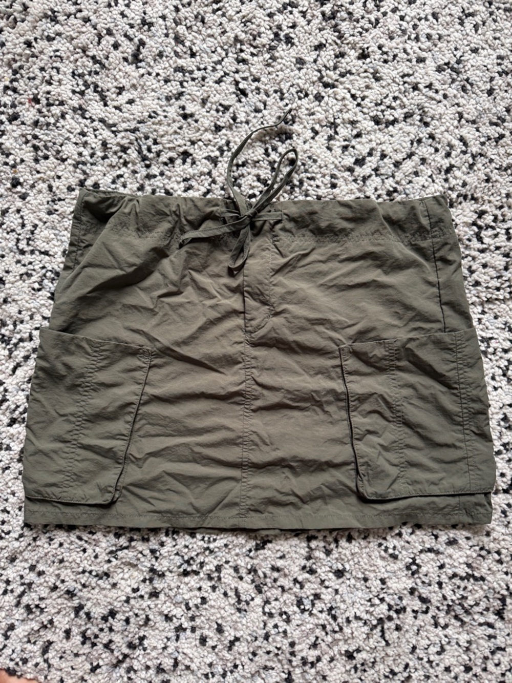 Olive Green Drawstring Cargo Skirt